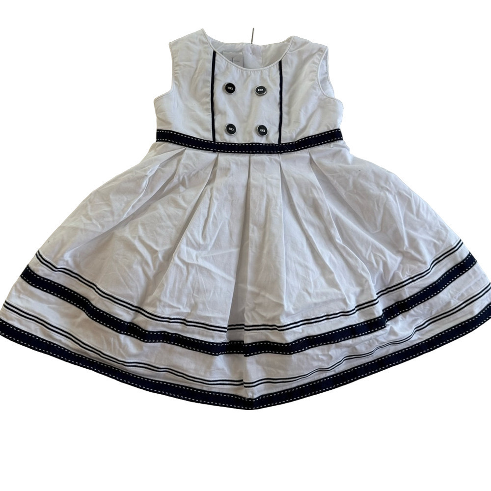 Baby Girl's Jasper Conran Junior Dress Size 12-18M White & Navy sailor